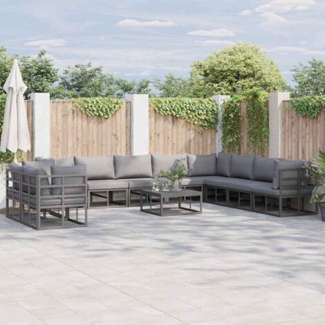 vidaXL Set Divano da Giardino con cuscino Nero Alluminio