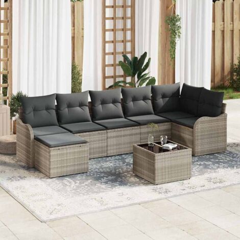 vidaXL Set Divano da Giardino Grigio chiaro polyrattan