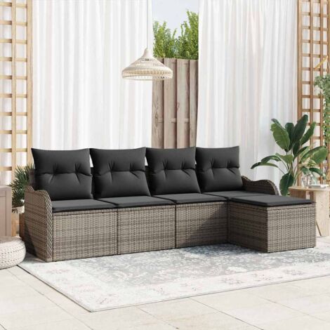 vidaXL Set Divano da Giardino Grigio polyrattan
