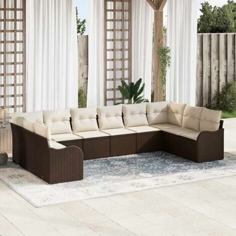 vidaXL Set Divano da Giardino Marrone polyrattan