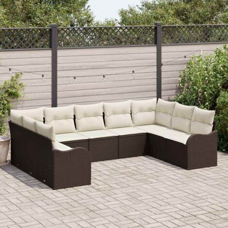 vidaXL Set Divano da Giardino Marrone polyrattan