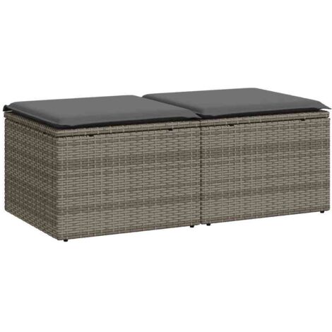 vidaXL Set Divano Giardino 2 pz con Cuscini Grigio Polyrattan Acacia
