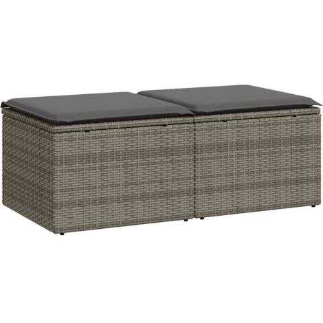 vidaXL Set Divano Giardino 2 pz con Cuscini Grigio Polyrattan Acacia
