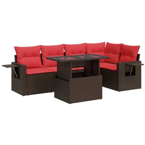 vidaXL Set Divano Giardino 6 pz con Cuscini Marrone Polyrattan Acacia