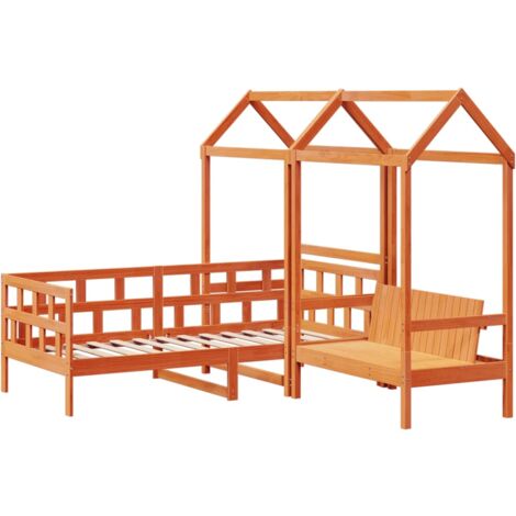 vidaXL Set Dormeuse con Tetto Marrone Cera 90x200 cm Massello Pino