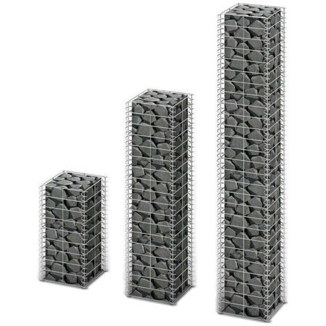 vidaXL Set Gabbioni 3 pz in Filo Zincato