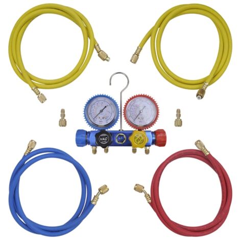 vidaXL Set Manometro a 4 Vie con Custodia