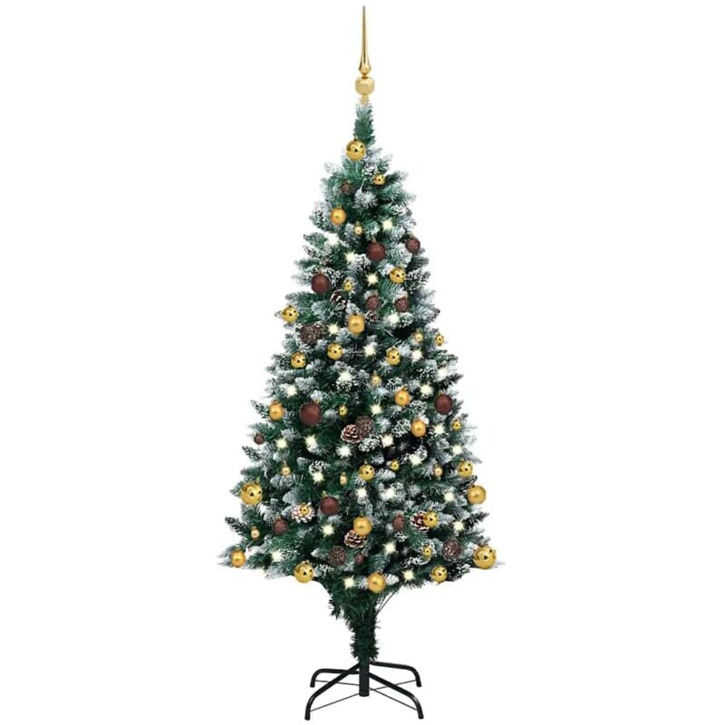 

Set medio árbol de Navidad artificial LED, bolas y piñas 150 cm - Vidaxl