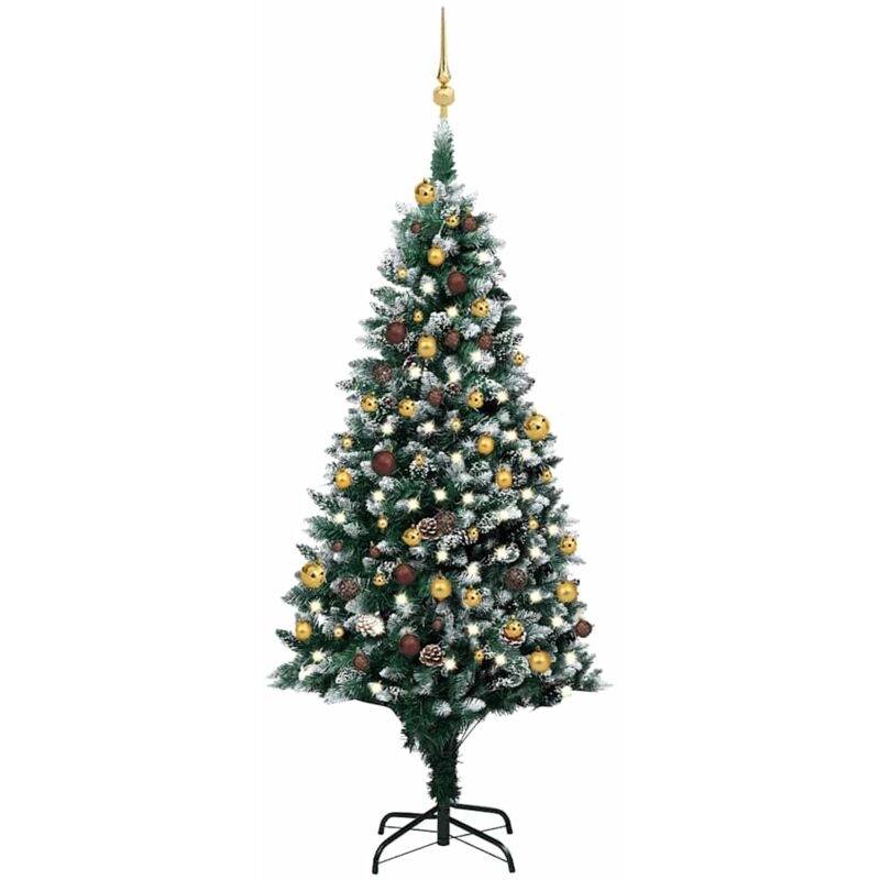 

Set medio árbol de Navidad artificial LED, bolas y piñas 180 cm - Vidaxl