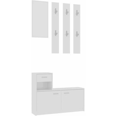 vidaXL Set Mobile da Ingresso Bianco Lucido 100x25x76,5 cm Truciolato