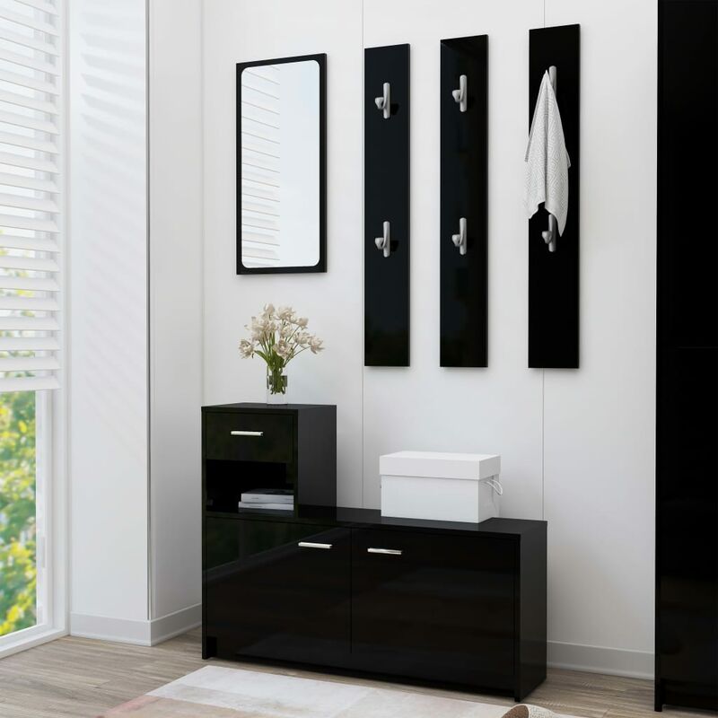 vidaXL Set Mobile da Ingresso Bianco Lucido 100x25x76,5 cm Truciolato