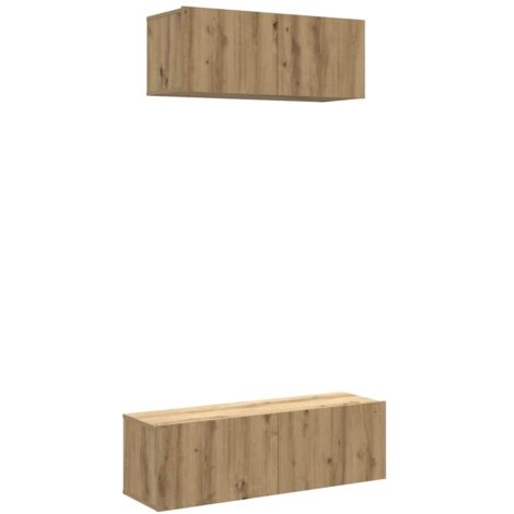 vidaXL Set Mobile TV 2 pz Montato a Parete Rovere in Legno Multistrato