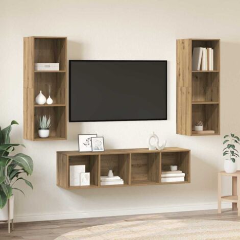 vidaXL Set mobile TV 3 pcs Rovere artigianale Legno multistrato