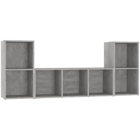 vidaXL Set Mobile TV 3 pz Grigio Cemento in Legno Multistrato