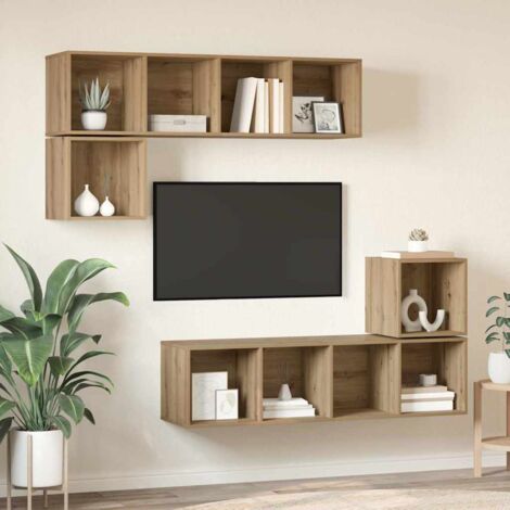 vidaXL Set mobile TV 4 pcs Rovere artigianale Legno multistrato