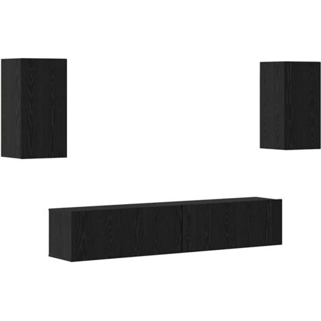vidaXL Set mobile TV 4 pcs Rovere nero 80 x 30 x 30 cm