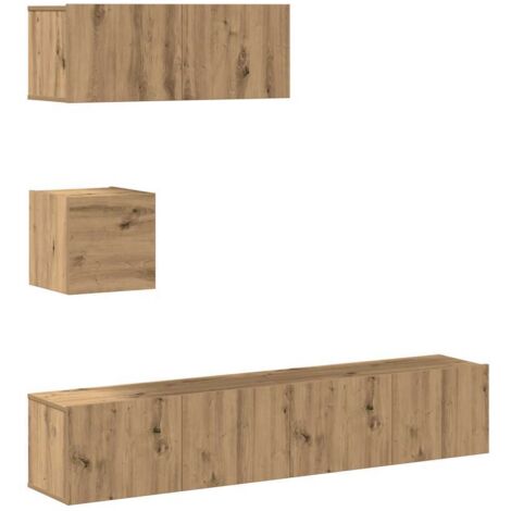 vidaXL Set Mobile TV 4 pz Montato a Parete Rovere in Legno Multistrato