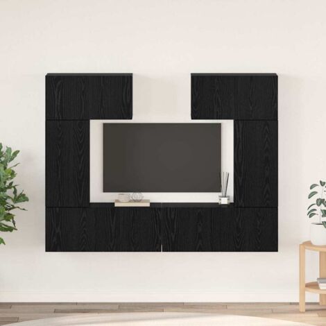 vidaXL Set mobile TV 6 pcs Rovere nero 80 x 30 x 30 cm