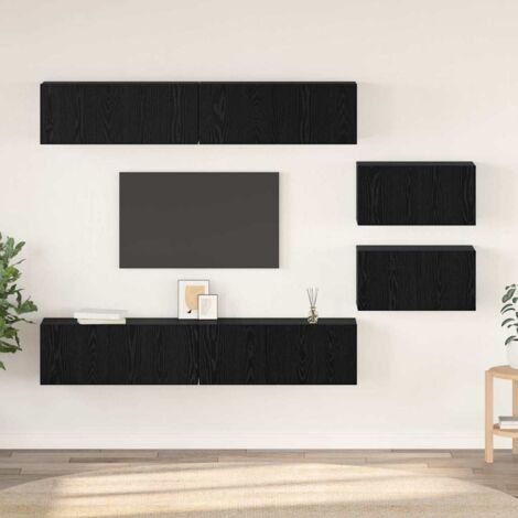 vidaXL Set mobile TV 6 pcs Rovere Nero 80 x 30 x 30.5 cm Small