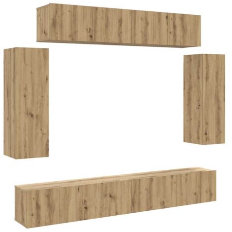vidaXL Set Mobile TV 6 pz Montato a Parete Rovere in Legno Multistrato