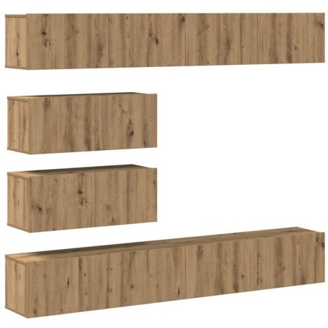 vidaXL Set Mobile TV 6 pz Montato a Parete Rovere in Legno Multistrato