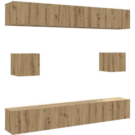 vidaXL Set Mobile TV 6 pz Montato a Parete Rovere in Legno Multistrato