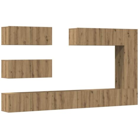 vidaXL Set Mobile TV 7 pz Montato a Parete Rovere in Legno Multistrato