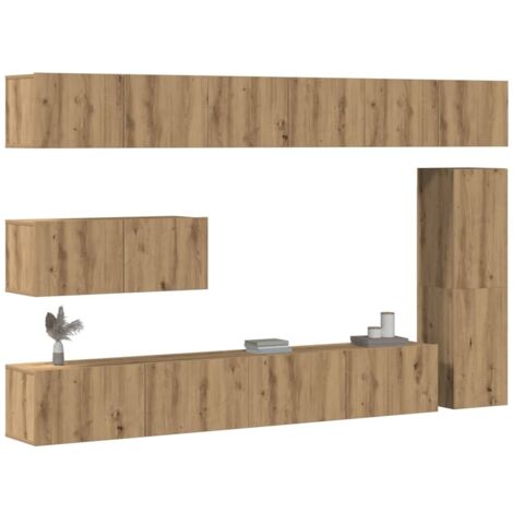 vidaXL Set Mobile TV 7 pz Montato a Parete Rovere in Legno Multistrato