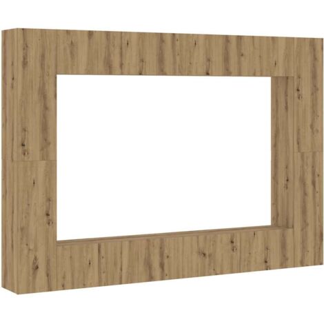vidaXL Set Mobile TV 8 pz Montato a Parete Rovere in Legno Multistrato