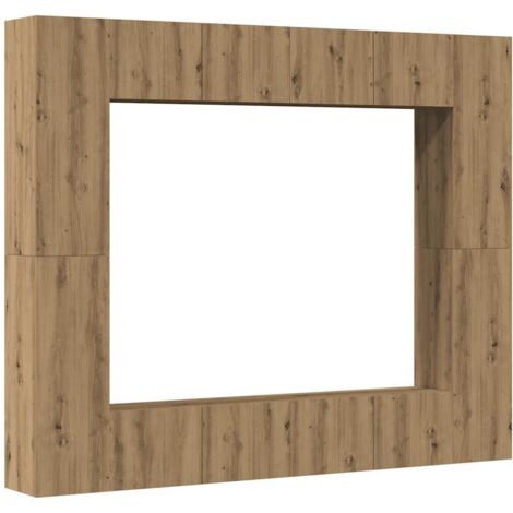 vidaXL Set Mobile TV 8 pz Montato a Parete Rovere in Legno Multistrato