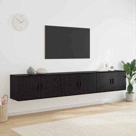 vidaXL Set Mobile TV da Parete 3 pcs Rovere Nero 80 x 34,5 x 40