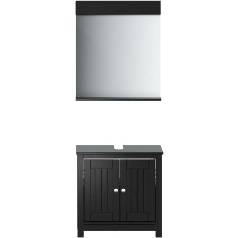 vidaXL Set Mobili da Bagno 2 pz BERG Nero in Legno Massello di Pino