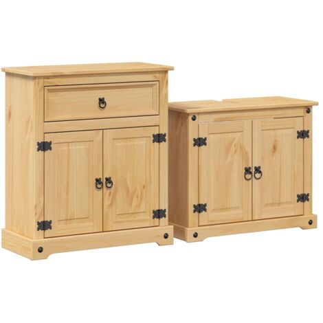 vidaXL Set Mobili da Bagno 2 pz Corona in Legno Massello di Pino