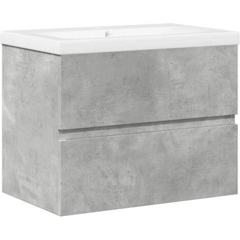 vidaXL Set Mobili da Bagno 2 pz Grigio Cemento in Legno Multistrato