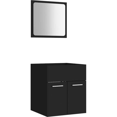 vidaXL Set Mobili da Bagno 2 pz Nero in Legno Multistrato