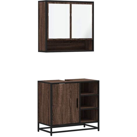 vidaXL Set Mobili da Bagno 2 pz Rovere Marrone in Legno Multistrato