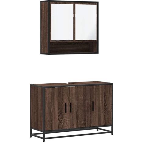 vidaXL Set Mobili da Bagno 2 pz Rovere Marrone in Legno Multistrato