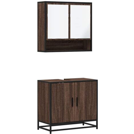 vidaXL Set Mobili da Bagno 2 pz Rovere Marrone in Legno Multistrato