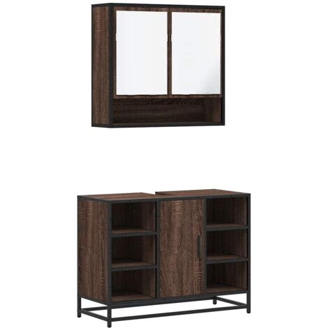vidaXL Set Mobili da Bagno 2 pz Rovere Marrone in Legno Multistrato