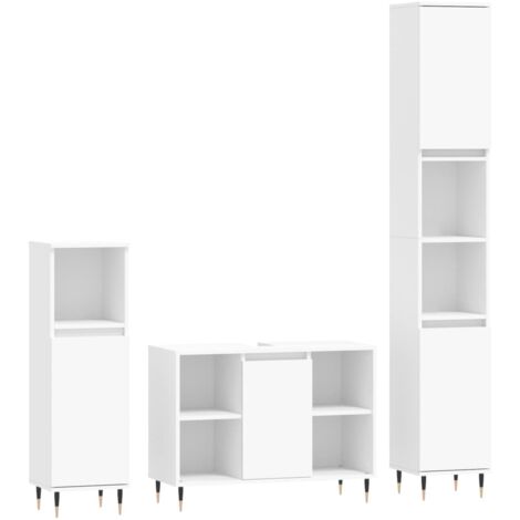 vidaXL Set Mobili da Bagno 3 pz Bianco in Legno Multistrato