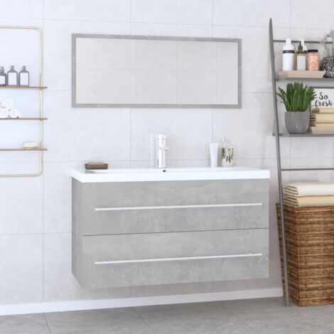vidaXL Set Mobili da Bagno 3 pz Grigio Cemento