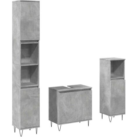 vidaXL Set Mobili da Bagno 3 pz Grigio Cemento in Legno Multistrato