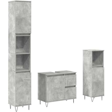 vidaXL Set Mobili da Bagno 3 pz Grigio Cemento in Legno Multistrato