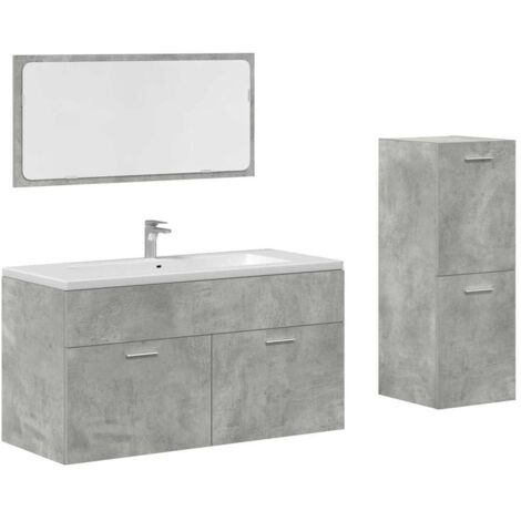 vidaXL Set Mobili da Bagno 3 pz Grigio Cemento in Legno Multistrato
