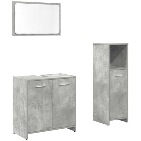 vidaXL Set Mobili da Bagno 3 pz Grigio Cemento in Legno Multistrato
