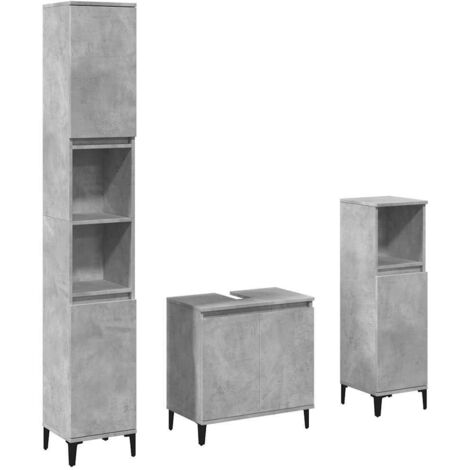 vidaXL Set Mobili da Bagno 3 pz Grigio Cemento in Legno Multistrato