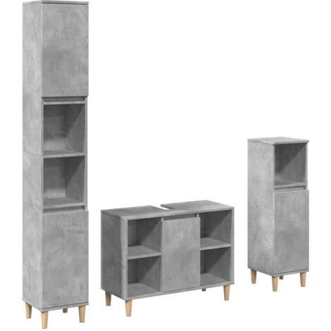 vidaXL Set Mobili da Bagno 3 pz Grigio Cemento in Legno Multistrato