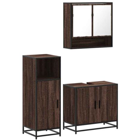 vidaXL Set Mobili da Bagno 3 pz Rovere Marrone in Legno Multistrato