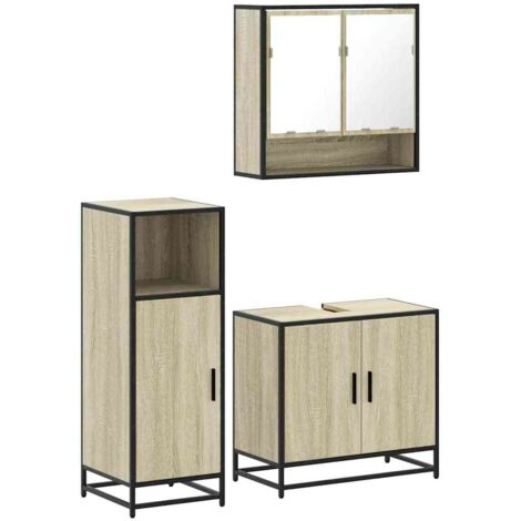 vidaXL Set Mobili da Bagno 3 pz Rovere Sonoma in Legno Multistrato