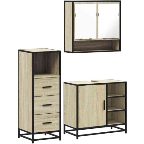 vidaXL Set Mobili da Bagno 3 pz Rovere Sonoma in Legno Multistrato